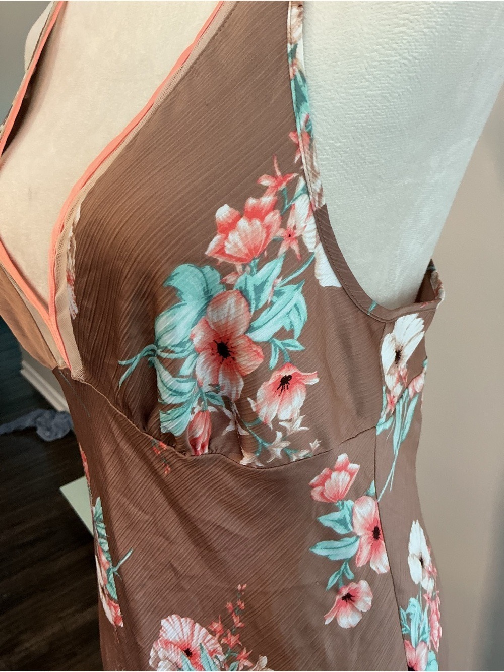 Jones New York Brown Floral Print Nightgown - Picture 3 of 9